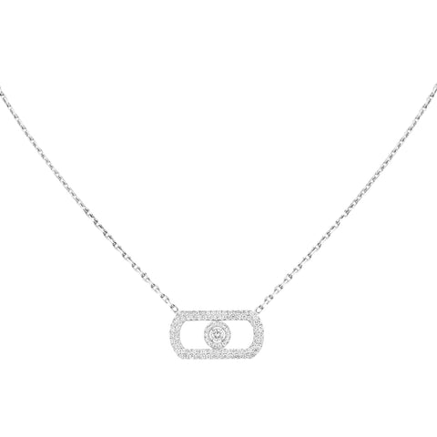 So Move 18K White Gold Pavé Diamond Necklace