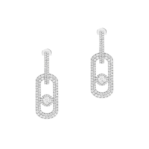 Messika Jewelry - So Move 18K White Gold XL Pavé Diamond Drop Earrings | Manfredi Jewels