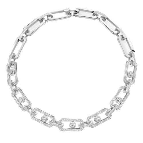 Messika Jewelry - So Move 18K White Gold XL Pavé Diamond Necklace | Manfredi Jewels