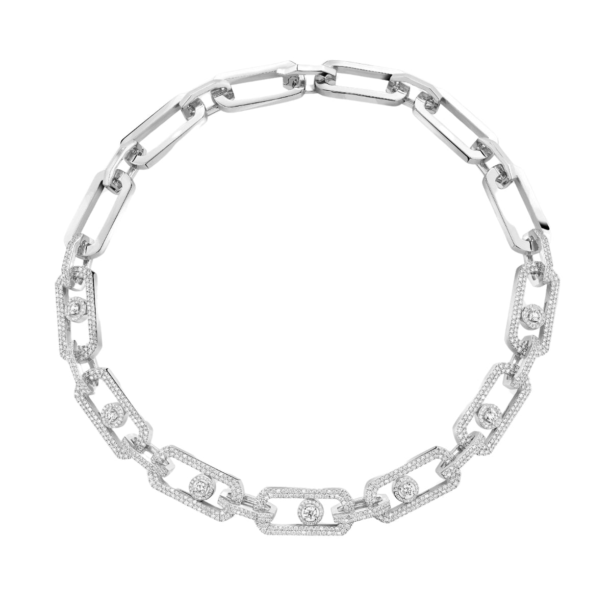 Messika Jewelry - So Move 18K White Gold XL Pavé Diamond Necklace | Manfredi Jewels