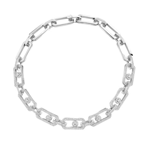 So Move 18K White Gold XL Pavé Diamond Necklace