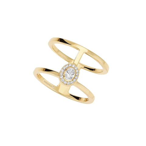 YELLOW GOLD DIAMOND RING GLAM'AZONE 2 ROWS