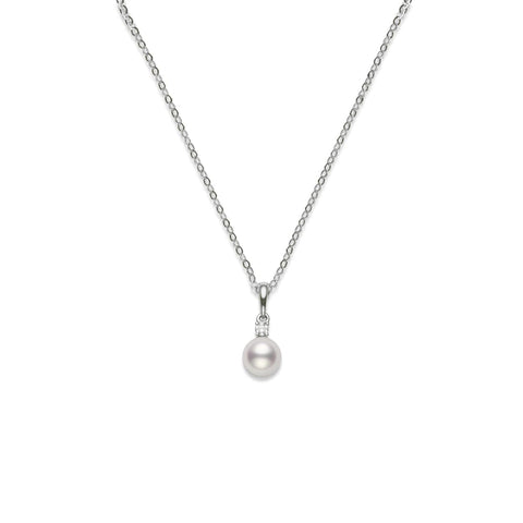 18K White Gold Cultured Pearl Diamond Pendant
