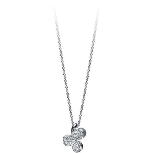 Mikimoto Jewelry - 18K White Gold Fortune Leaves Akoya Pearl And Diamond Pendant | Manfredi Jewels