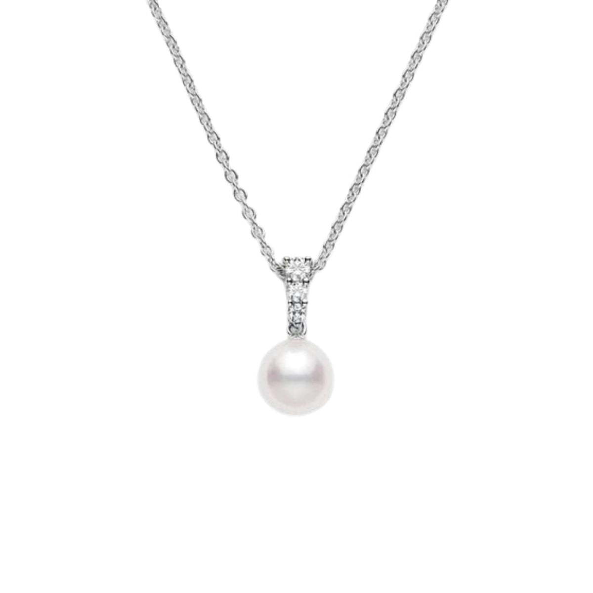 Mikimoto Jewelry - 18K White Gold Morning Dew Akoya Cultured Pearl Pendant | Manfredi Jewels