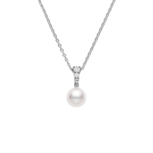 Mikimoto Jewelry - 18K White Gold Morning Dew Akoya Cultured Pearl Pendant | Manfredi Jewels