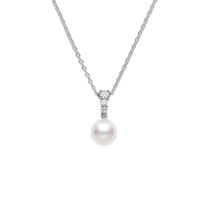 Mikimoto Jewelry - 18K White Gold Morning Dew Akoya Cultured Pearl Pendant | Manfredi Jewels