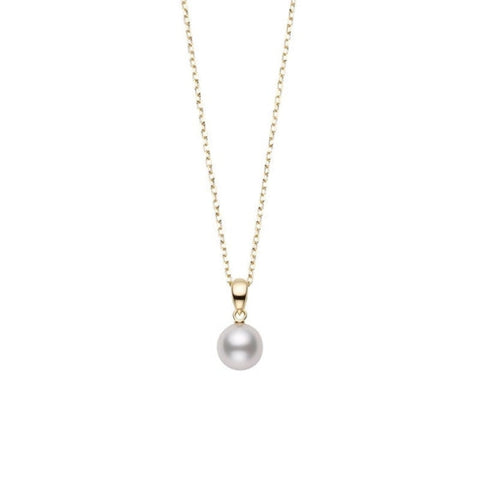 Morning Dew 18K Yellow Gold Akoya Cultured Pearl Pendant Necklace