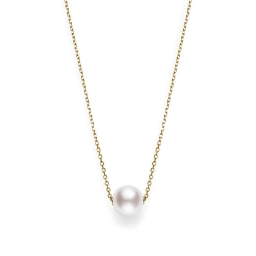 Mikimoto Jewelry - 18K Yellow Gold Akoya Cultured Single Pearl Pendant Necklace | Manfredi Jewels