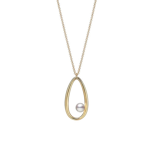 Mikimoto Jewelry - 18K Yellow Gold Moon Dew Akoya Cultured Pearl Pendant | Manfredi Jewels