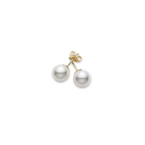 Mikimoto Jewelry - Akoya 18K Yellow Gold Cultured Pearl Stud Earrings | Manfredi Jewels