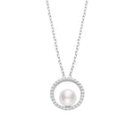 Mikimoto Jewelry - Classic Elegance 18K White Gold Akoya Cultured Pearl & Diamond Circle Pendant Necklace | Manfredi Jewels
