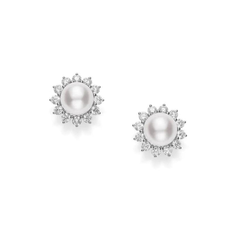 Mikimoto Jewelry - Classic Elegance 18K White Gold Akoya Cultured Pearl Earrings | Manfredi Jewels