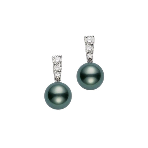 Morning Dew 18K White Gold Black South Sea Cultured Pearl & Diamond Drop Earrings
