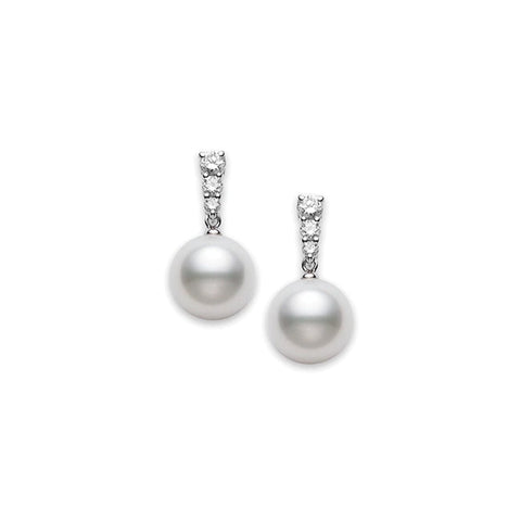 Morning Dew 18K White Gold White South Sea Cultured Pearl & Diamond Drop Earrings