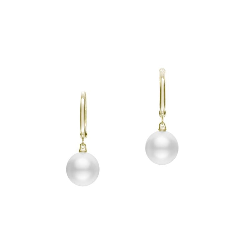 Mikimoto Jewelry - Morning Dew 18K Yellow Gold White South Sea Pearl Earrings | Manfredi Jewels