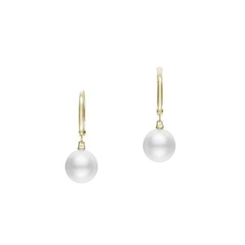 Morning Dew 18K Yellow Gold White South Sea Pearl Earrings