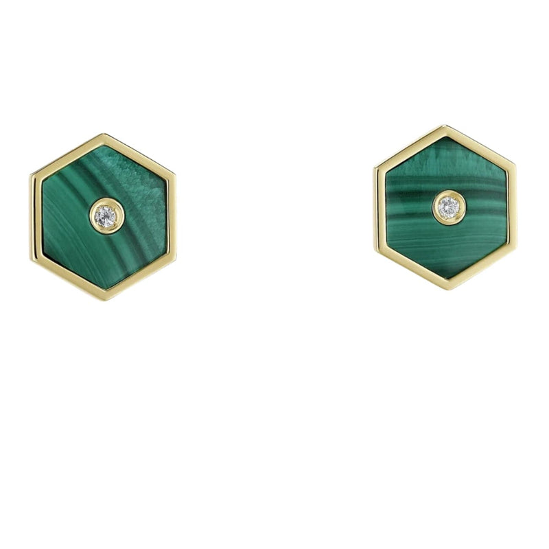 Miseno Jewelry - 18K Yellow Gold Baia Sommersa Diamonds & Malachite Earrings | Manfredi Jewels