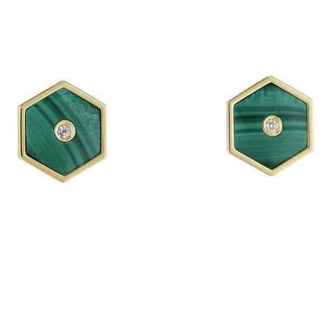 18K Yellow Gold Baia Sommersa Diamonds & Malachite Earrings