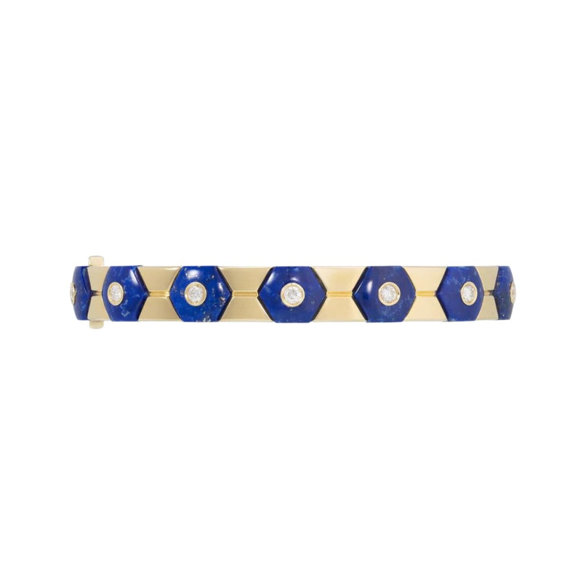 Miseno Jewelry - 18K Yellow Gold Baia Sommersa Hexagon Cut Lapis And White Diamond Bracelet | Manfredi Jewels