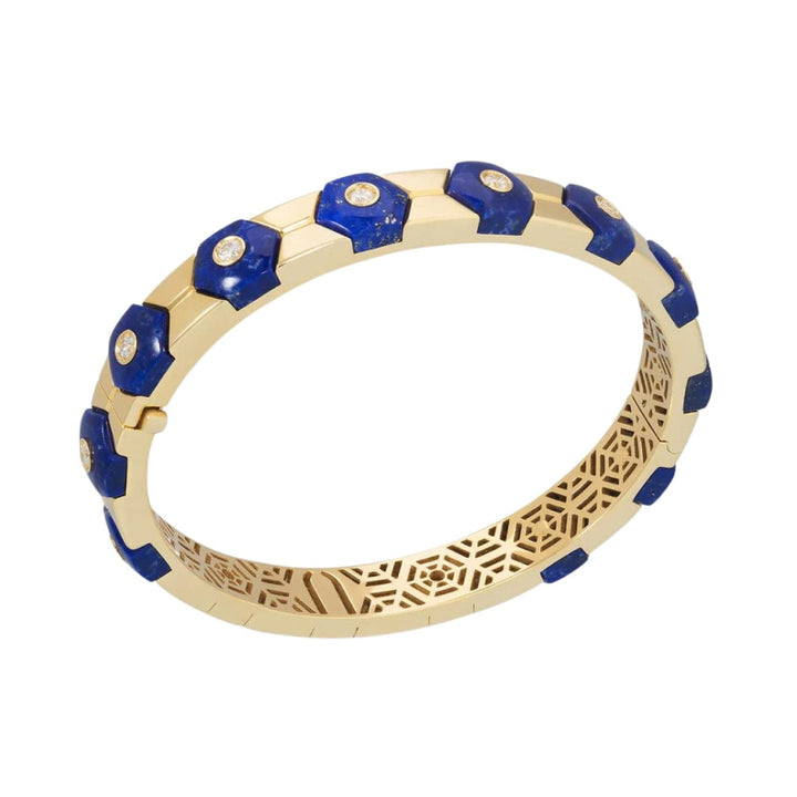 Miseno Jewelry - 18K Yellow Gold Baia Sommersa Hexagon Cut Lapis And White Diamond Bracelet | Manfredi Jewels