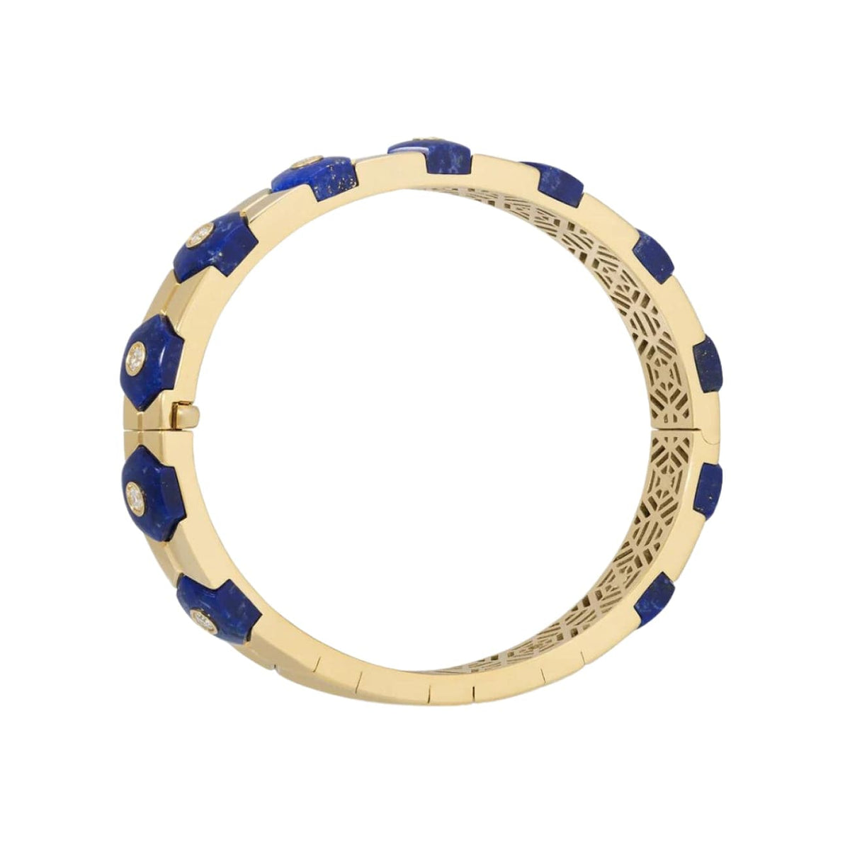 Miseno Jewelry - 18K Yellow Gold Baia Sommersa Hexagon Cut Lapis And White Diamond Bracelet | Manfredi Jewels