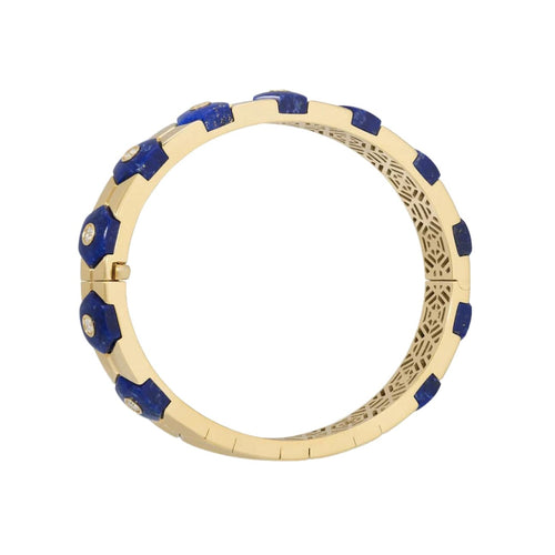 Miseno Jewelry - 18K Yellow Gold Baia Sommersa Hexagon Cut Lapis And White Diamond Bracelet | Manfredi Jewels