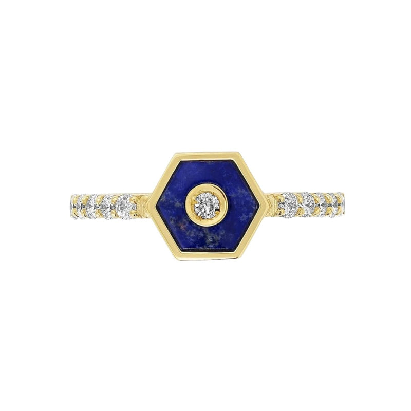 Miseno Jewelry - 18K Yellow Gold Baia Sommersa Lapis & 0.39 Ct Diamond Ring | Manfredi Jewels