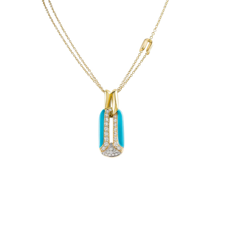 Miseno - Arco 18K Yellow Gold Turquoise and Diamond Pendant | Manfredi Jewels