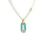 Miseno - Arco 18K Yellow Gold Turquoise and Diamond Pendant | Manfredi Jewels