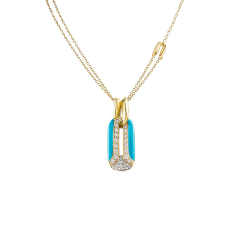Miseno - Arco 18K Yellow Gold Turquoise and Diamond Pendant | Manfredi Jewels