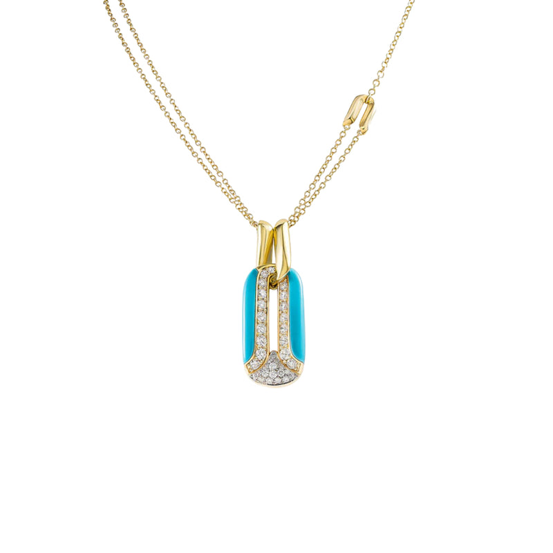 Miseno - Arco 18K Yellow Gold Turquoise and Diamond Pendant | Manfredi Jewels