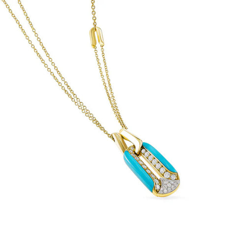 Miseno - Arco 18K Yellow Gold Turquoise and Diamond Pendant | Manfredi Jewels