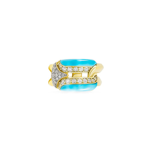 Miseno - Arco 18K Yellow Gold Turquoise and Diamond Ring | Manfredi Jewels