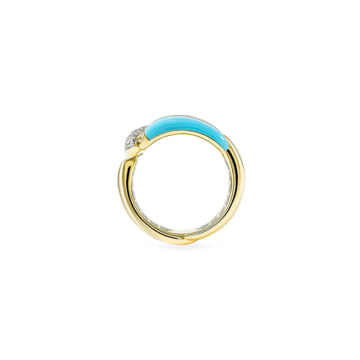 Miseno - Arco 18K Yellow Gold Turquoise and Diamond Ring | Manfredi Jewels