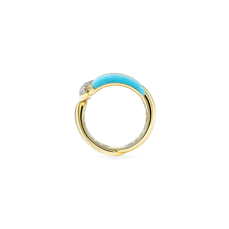 Miseno - Arco 18K Yellow Gold Turquoise and Diamond Ring | Manfredi Jewels