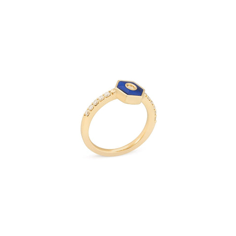 Baia Sommersa 18K Yellow Gold Diamond Lapis Ring