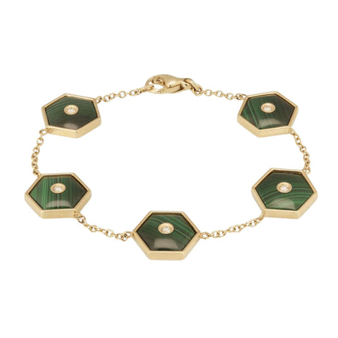 Baia Sommersa 18K Yellow Gold Diamond & Malachite Bracelet