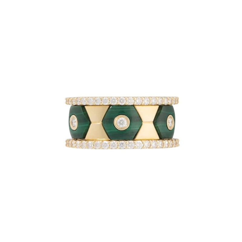 Miseno Jewelry - Baia Sommersa 18K Yellow Gold Diamond & Malachite Ring | Manfredi Jewels