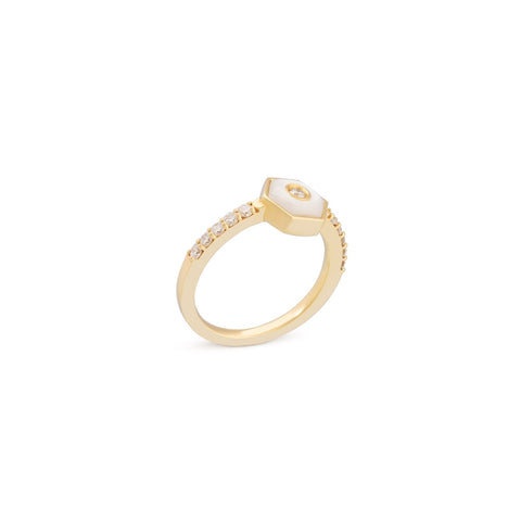 Baia Sommersa 18K Yellow Gold Diamond Mother of Pearl Ring