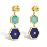 Miseno Jewelry - Baia Sommersa 18K Yellow Gold Diamond Turquoise & Lapis Earrings | Manfredi Jewels