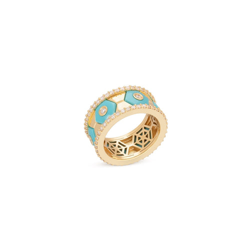 Miseno Jewelry - Baia Sommersa 18K Yellow Gold Diamond & Turquoise Ring | Manfredi Jewels