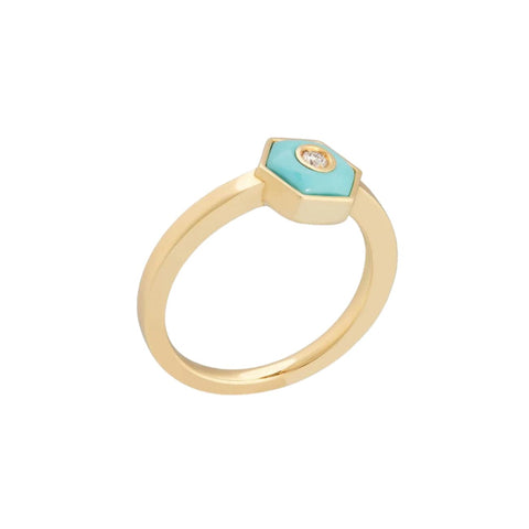 Baia Sommersa 18K Yellow Gold Diamond Turquoise Ring