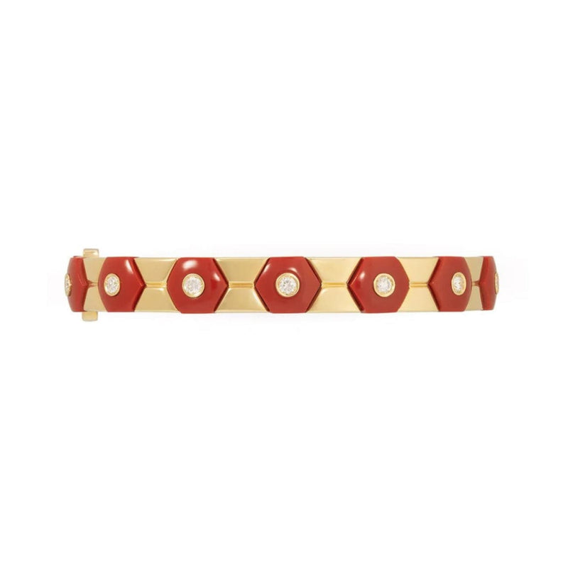 Miseno Jewelry - Baia Sommersa 18K Yellow Gold Diamonds & Coral Bangle Bracelet | Manfredi Jewels