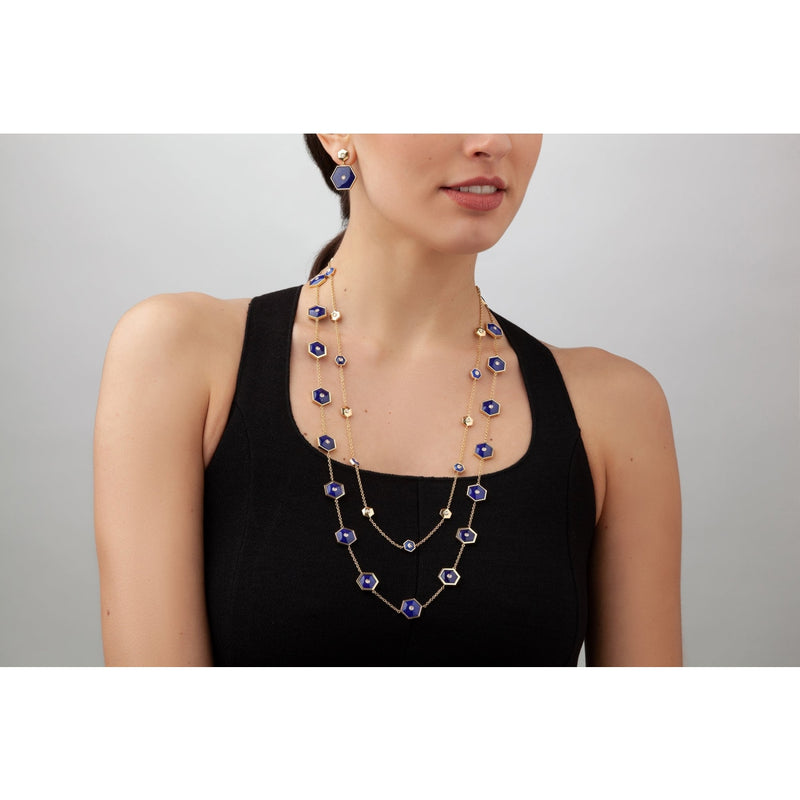 Miseno Jewelry - Baia Sommersa 18K Yellow Gold Diamonds & Lapis Long Necklace | Manfredi Jewels