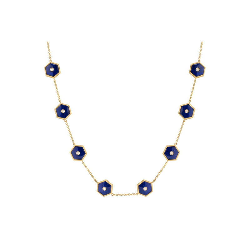 Miseno Jewelry - Baia Sommersa 18K Yellow Gold Diamonds & Lapis Long Necklace | Manfredi Jewels