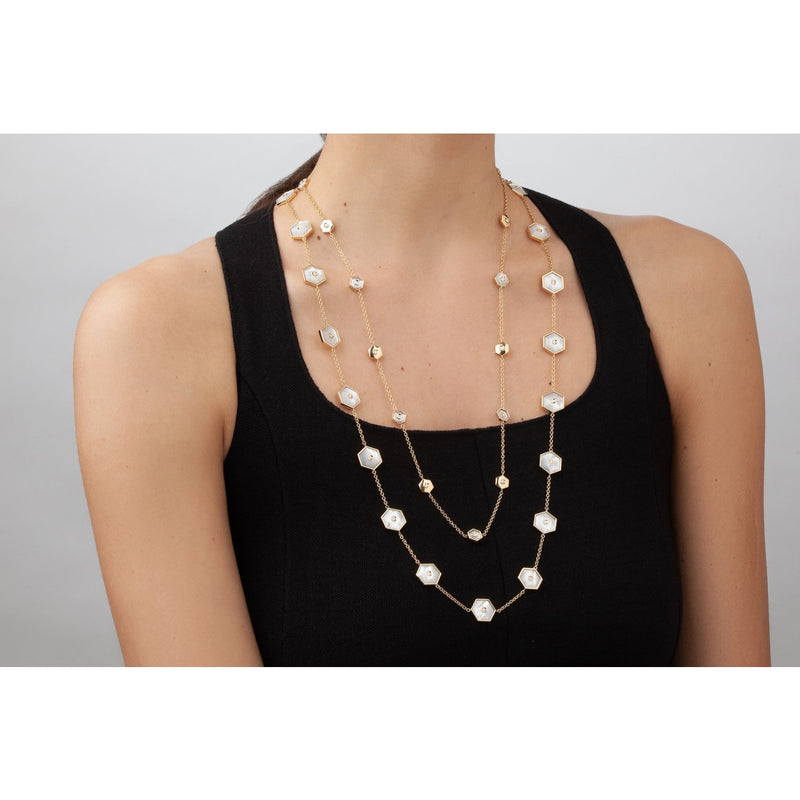 Miseno Jewelry - Baia Sommersa 18K Yellow Gold Diamonds & Mother of Pearl Long Necklace | Manfredi Jewels
