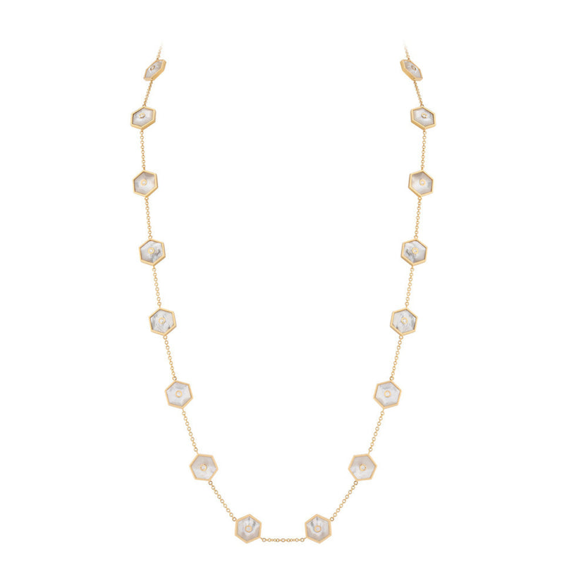Miseno Jewelry - Baia Sommersa 18K Yellow Gold Diamonds & Mother of Pearl Long Necklace | Manfredi Jewels