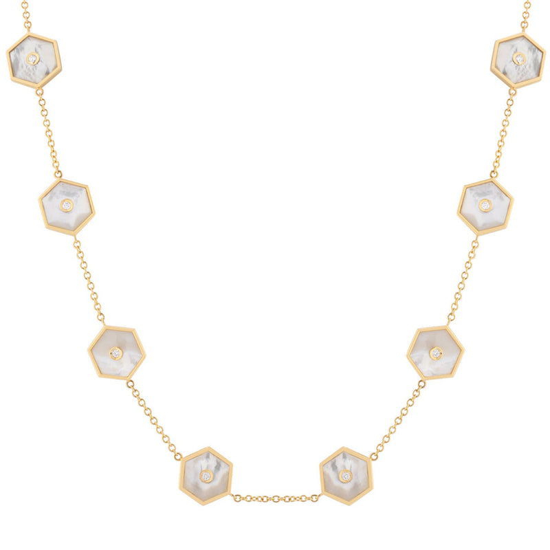 Miseno Jewelry - Baia Sommersa 18K Yellow Gold Diamonds & Mother of Pearl Long Necklace | Manfredi Jewels