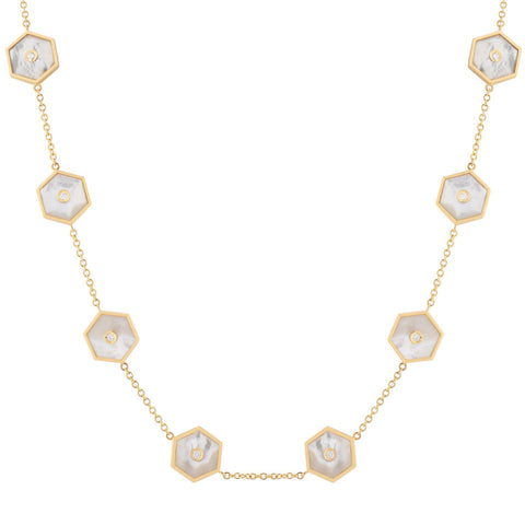 Baia Sommersa 18K Yellow Gold Diamonds & Mother of Pearl Long Necklace